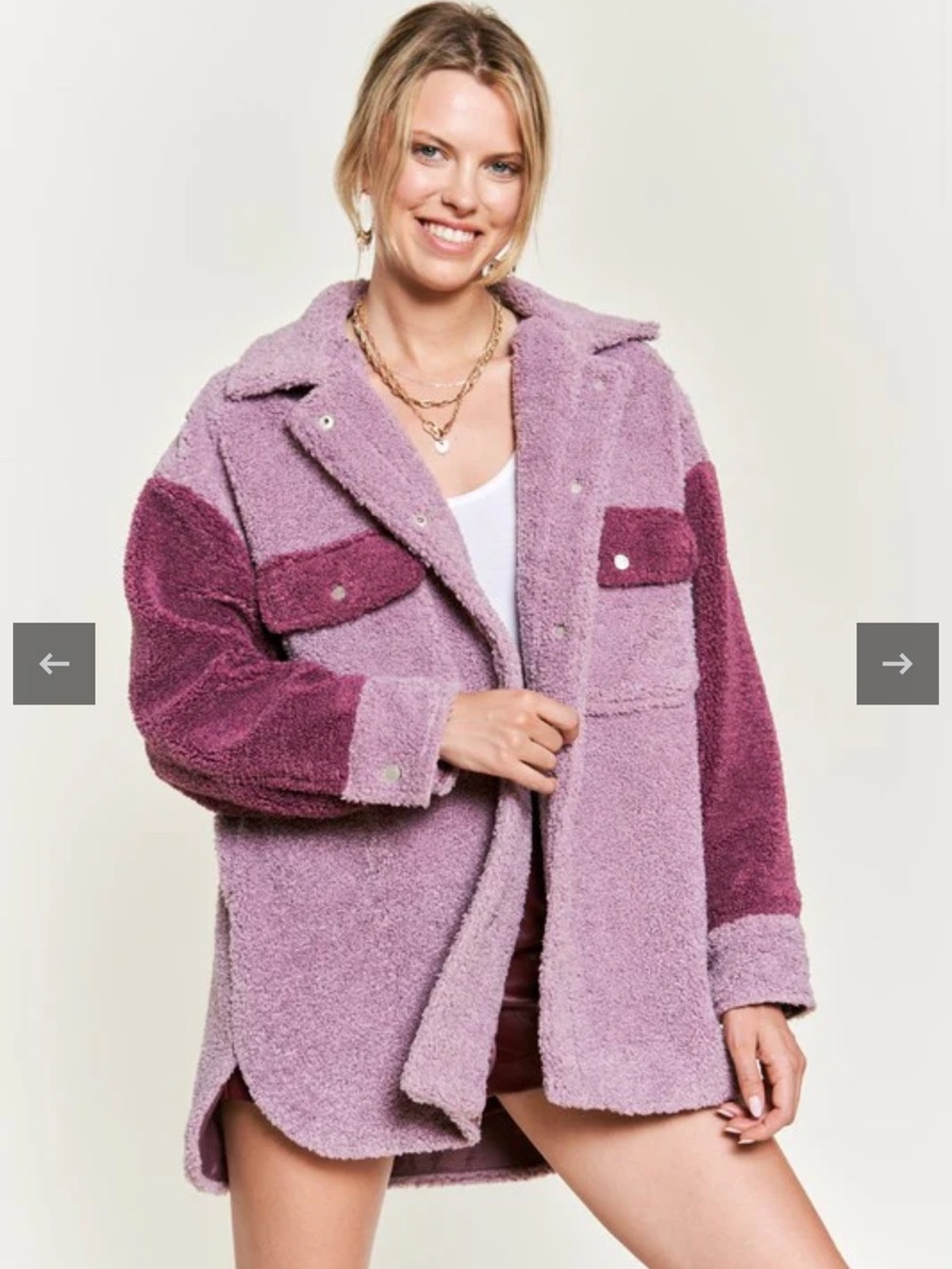 NWOT Jade by Jane Oversized Lavender Sherpa Teddy Jacket, Sz 2X
